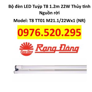 Bộ đèn LED Tuýp T8 1.2m 22W Thủy tinh Nguồn rời